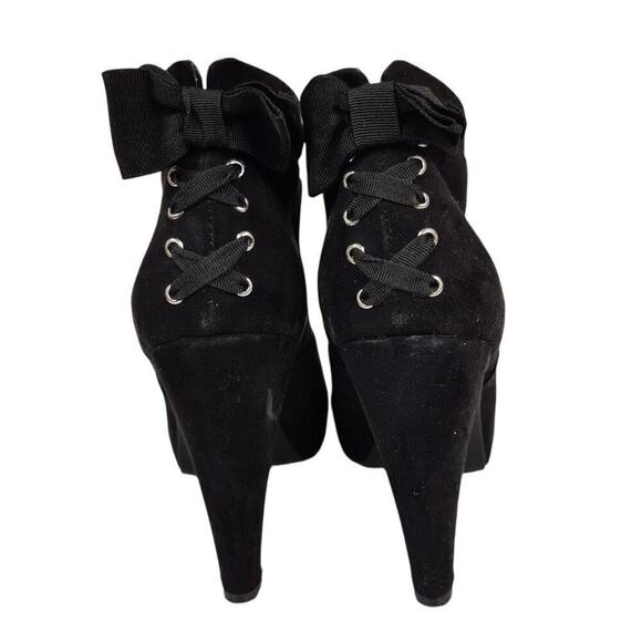 G by Guess Tarrah-SS Black Multi Fabric Faux Suede Booties Lace Up Design Sz 9 - Picture 2 of 7